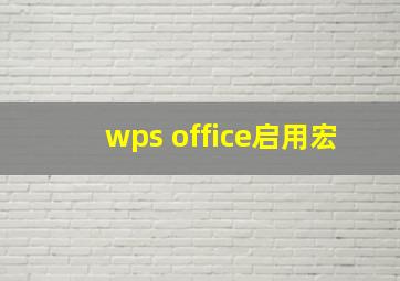 wps office启用宏